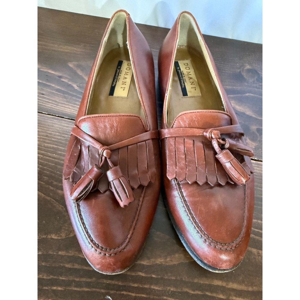 VTG Domani by Johnston‎ & Murphy Mens 9.5 M Brown Leather Tassel Loafers Italy